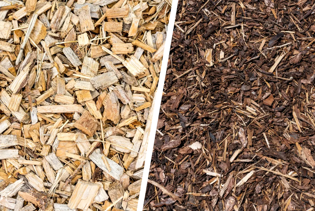 Hackschnitzel und Rindenmulch im Vergleich